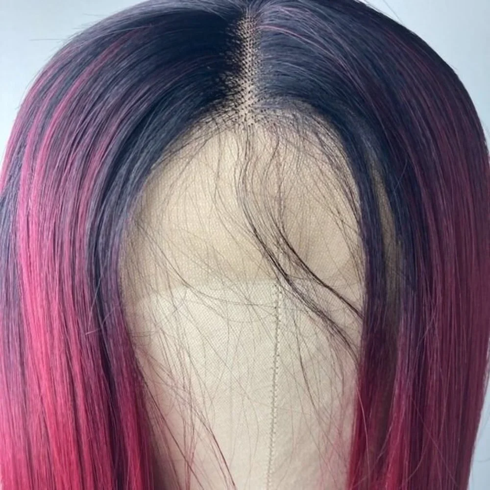 Straight Long Black Red Lace Front Wig